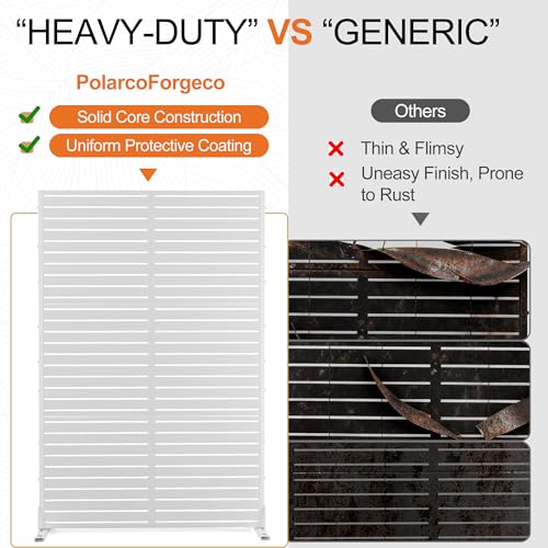 6FT Metal Outdoor Privacy Screen (71"H×47"W / White Louvered)