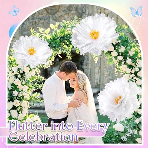 3 Pcs Giant White Silk Flowers Decoration for Wedding (Flower / White)