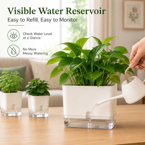 Self Watering Plant Pots for Indoor Plants 7 (7"/10")