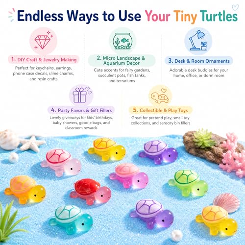 50 Pcs Luminous Small Resin Turtles Mini Sea Turtle Animal Figures (Small)