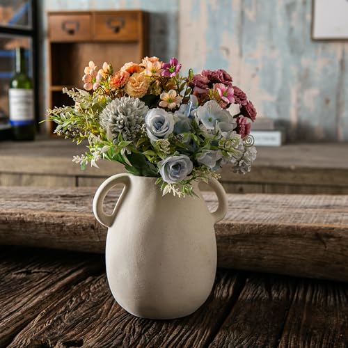 Beige Ceramic Vase with Handles (Beige)
