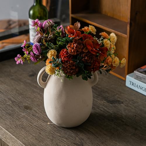 Beige Ceramic Vase with Handles (Beige)