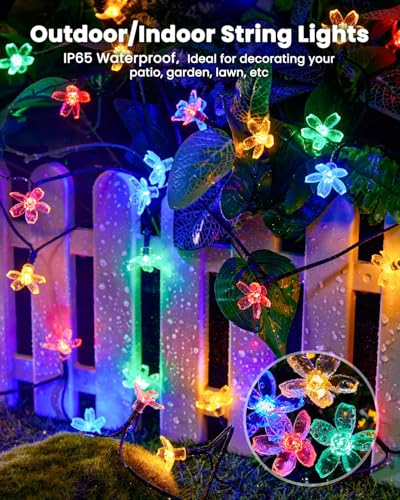 60 LED Flower Solar String Lights Outdoor Waterproof (Multicolor / 4 Pack)