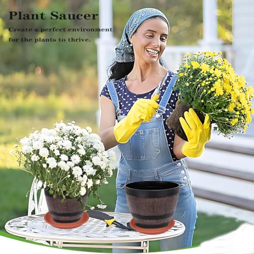 Plant Saucer 6 Pack 10 Inch Durable Plastic Plant Trays (10" (6 pack) / Terracotta)