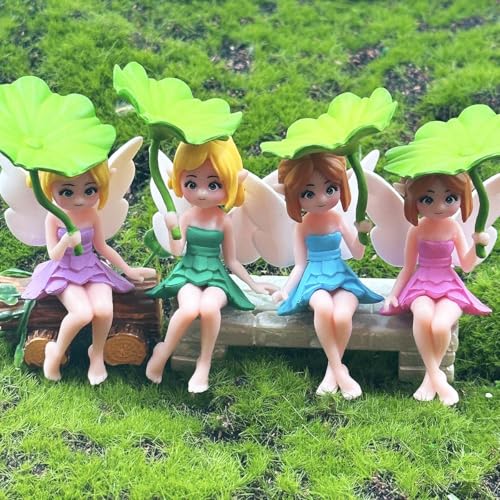 4Pcs Miniature Fairy Figurines (Lotus Leaf)