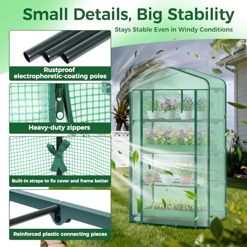 Small Greenhouse for Indoor Outdoor with Wheel (Green / Large)