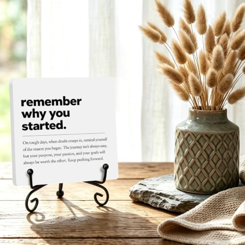 Motivational Quote for Home Office Book Shelf Table Decor 6.3x6.3 Inch 01 (Multicolor 1700 / Wooden sign with iron frame（6.3 x 6.3 inches）)