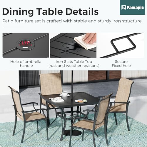 5 Piece Outdoor Dining Set (Beige / 5-Piece(37.4"))