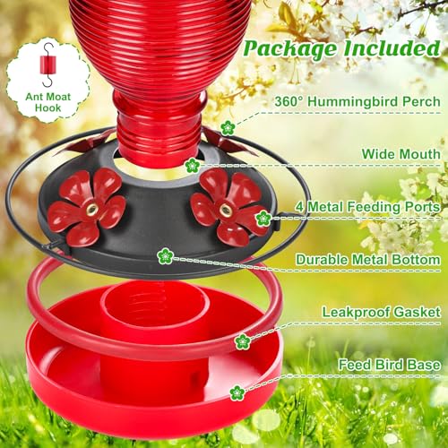 Glass Hummingbird Feeder for Outdoors Hanging