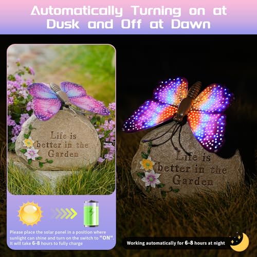 Solar LED Butterfly Garden Statue with Sparkling Light (Purple)