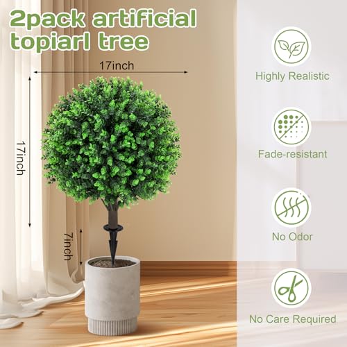 Set of 2 Artificial Green Eucalyptus Topiary Ball Tree (Green Eucalyptus)