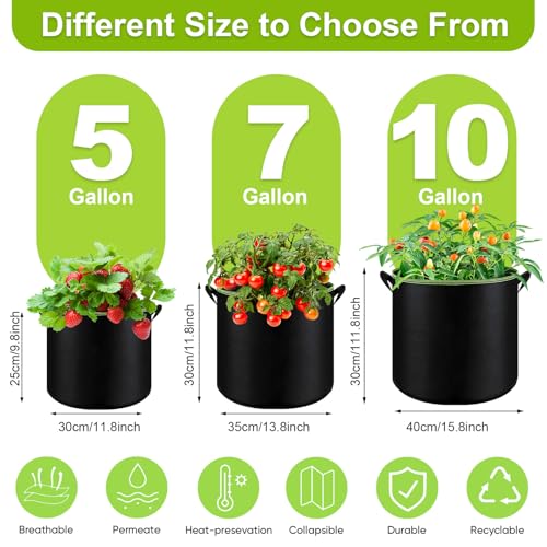 6 Pack 5 Gallon Grow Bags (6 Count)