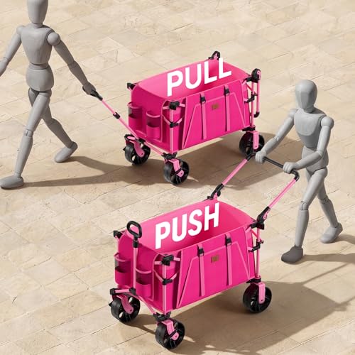 Folding Push Wagon with Canopy (Pink)