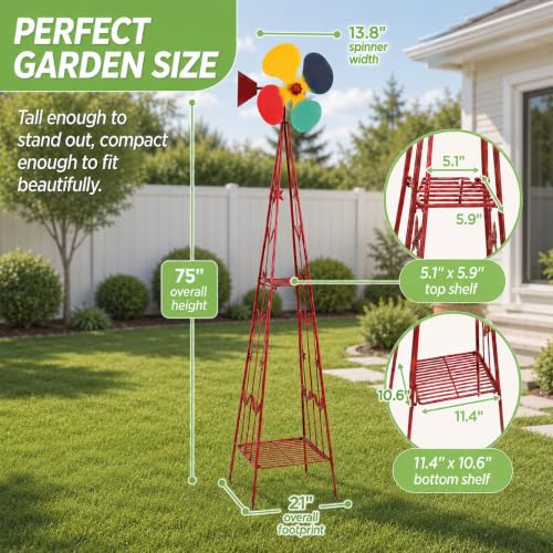 6FT Windmill for Yard Garden Decoration (Red)