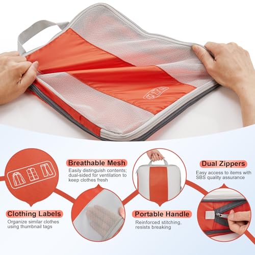 10 Set Compression Packing Cubes for Travel Essentials (Orange)