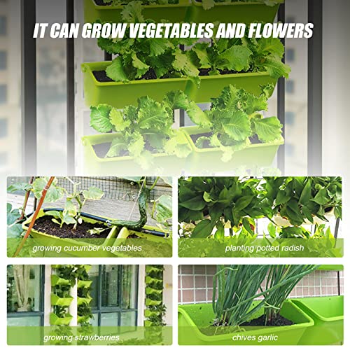 8 Pockets Vertical Garden Wall Planter Raised Beds Hanging Planter Wall Mounted Flower Beds for Flowers Vegetables Herb (Light Green)