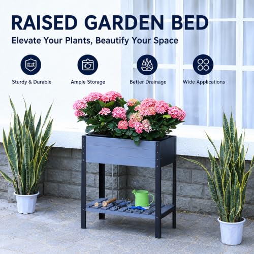 Raised Garden Bed with Metal Legs (Gray / W31x D15x H31in)