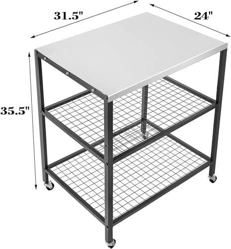 Stainless Steel Grill Cart with Cover Pizza Oven Stand with Water