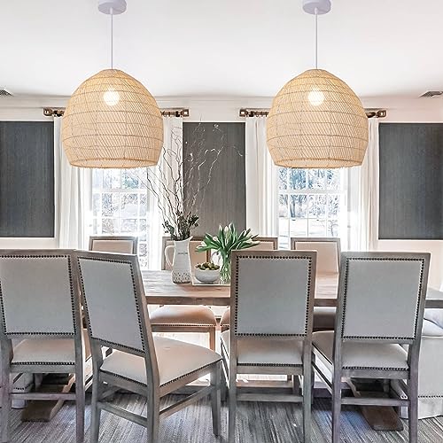 13.8" Rattan Pendant Light (White / 13.77" 1-Light)