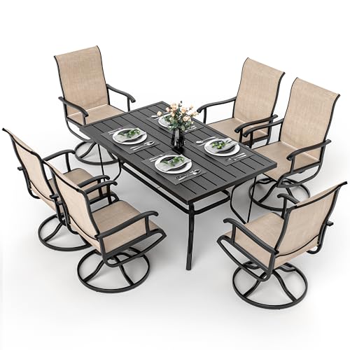 7 Piece Outdoor Dining Set (Beige / 7-Piece(59"))
