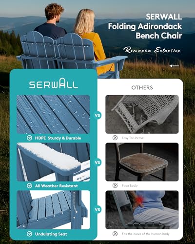 5 Pc HDPE Adirondack Set (Navy / 2 chair &2 bench &1 coffee table)
