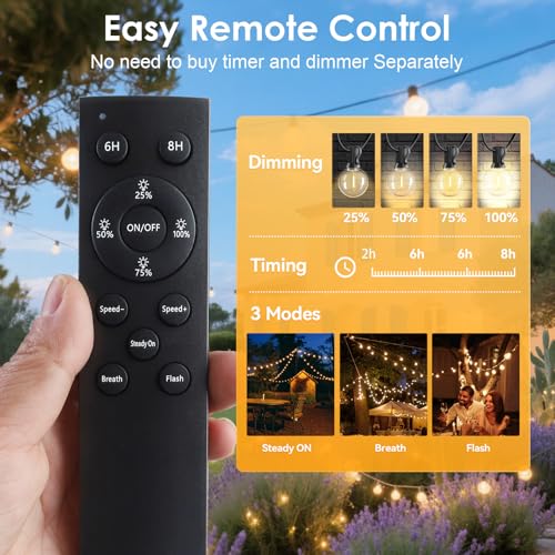120FT Solar String Lights Outdoor Waterproof with Remote (120FT)