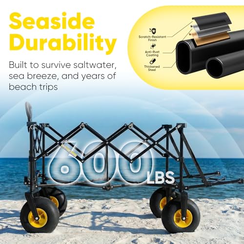 Heavy Duty Beach Wagon with 9" Big Sand (Black)