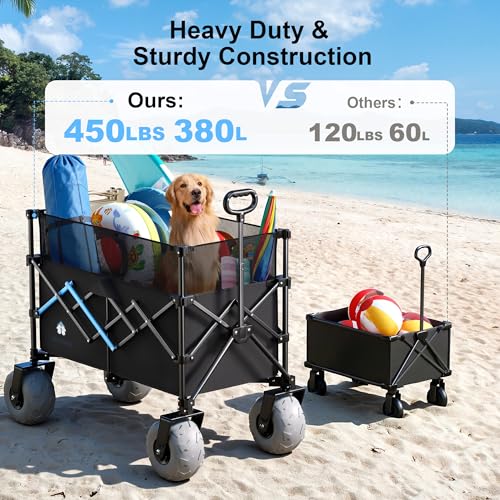 Beach Wagon with Big Wheels for Sand (Black / 380L)