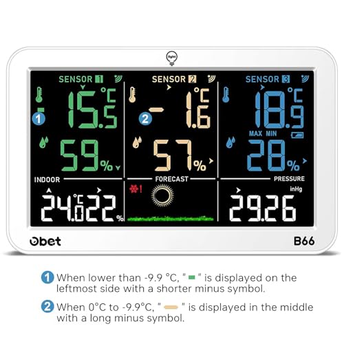 Weather Station Wireless Indoor Outdoor Thermometer Wireless (White-Large)