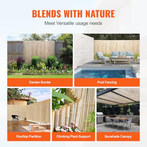 Natural Rolled Bamboo Fence (Rolled Fence / 6Ftx8Ft)