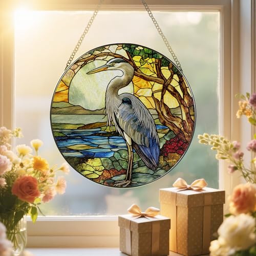 Stained Glass Window Hanging (Heron)
