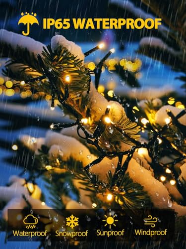 Solar String Lights Outdoor 4 Pack 400 LED 132FT Christmas Light Warm White (Warm White / 4 Pack)