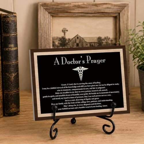 Doctor Prayer Gift for Home Office Book Shelf Table Decor 5.5x7.9Inch (Multicolor 1754 / Wooden sign with iron frame（5.5 x 7.9 inches）)