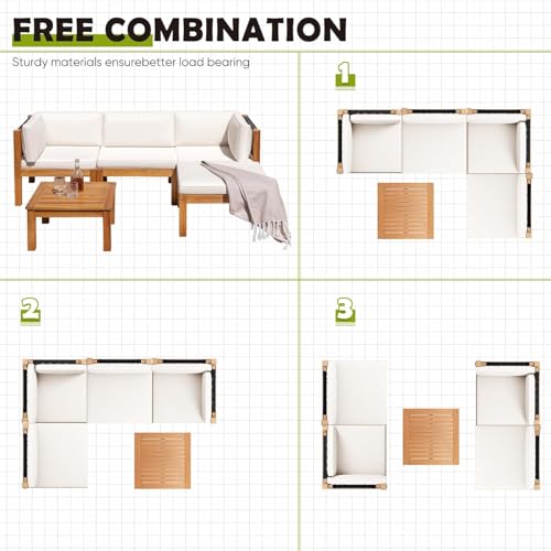 5 Pieces Small Patio Sofa (5 piece)