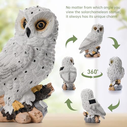 Solar Owl Garden Outdoor Statue (White-owl)