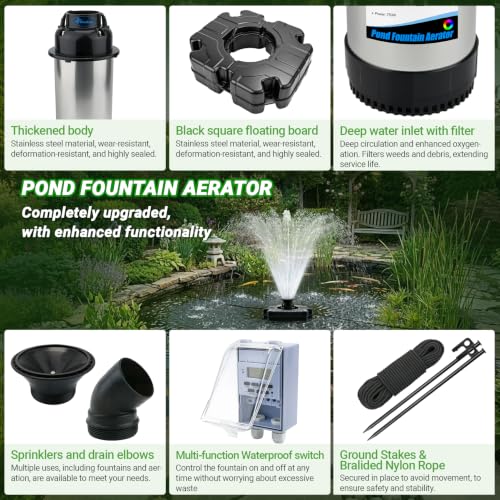 Pond Fountain Aerator (Black 0 Light 13000gph)