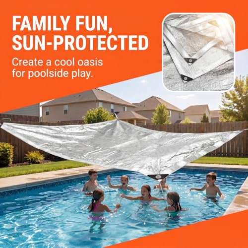 1 Set Aluminum Shade Cloth 10 x 10 ft Reflective 99% Cloth Silver