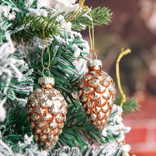 20 Pcs Christmas Pinecone Glass Hanging Ornaments (A Style / 20 Pcs)