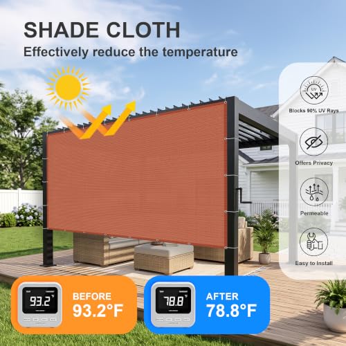 Shade Cloth 16x16 FT Sun Shade (16' x 16' custom size / Terra)