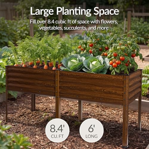 72x24x30in Non Toxic Galvanized Raised Garden Bed (72x24x30in / Wood Grain)