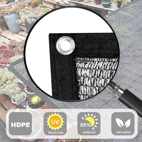 Shade Cloth for Garden (8FTx16FT / 55% Shade-Black)