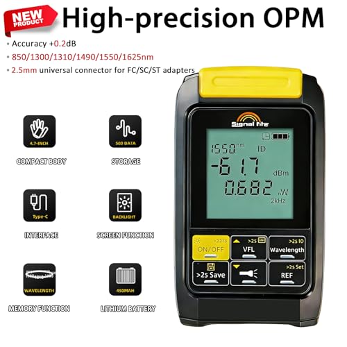 6 in 1 Fiber Optic Tester with Optical Power Meter (Yellow)
