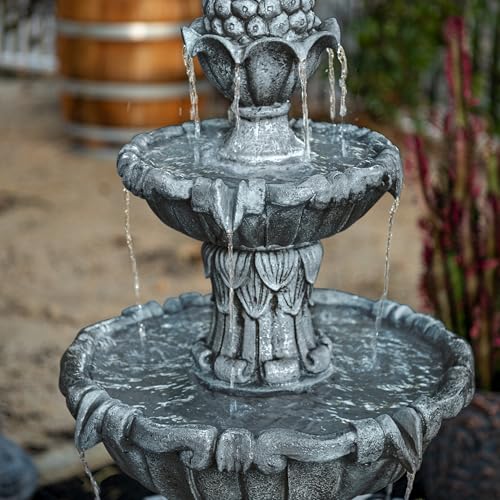 58.3" 3 Tier Outdoor Freestanding Water Fountain (Gray)