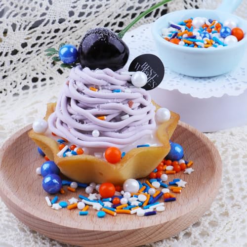 Orange and Blue Sprinkles for Cake Decorating (Blue Orange White)