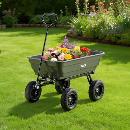 4 Cu.Ft 600LBS Poly Garden Cart Dump Wagon (Darkgrey)