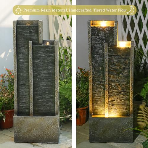 Indoor Water Fountain 35.4 (Black & Grey / 35.4 inch)