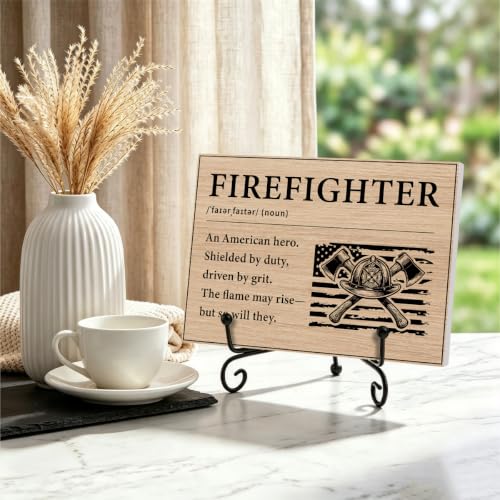 Firefighters Gift for Men Home Office Book Shelf Table Decor 5.5x7.9Inch 02 (Multicolor 1750 / Wooden sign with iron frame（5.5 x 7.9 inches）)