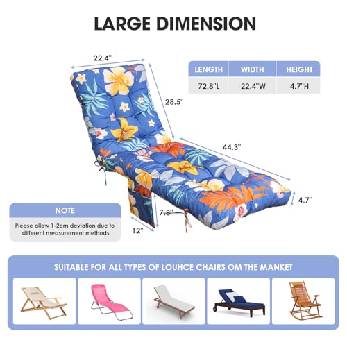 Outdoor Chaise Lounge Chair Cushion (Purple Tropical Flowers / 72x22.4x4.7)