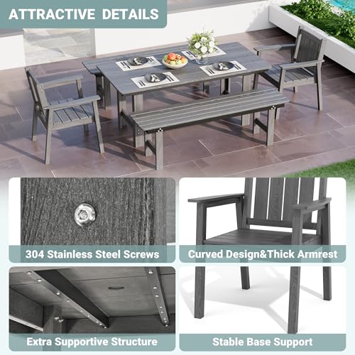 Patio Dining Table Set (Grey / 6-Seat(5PCS)66.7"Table)