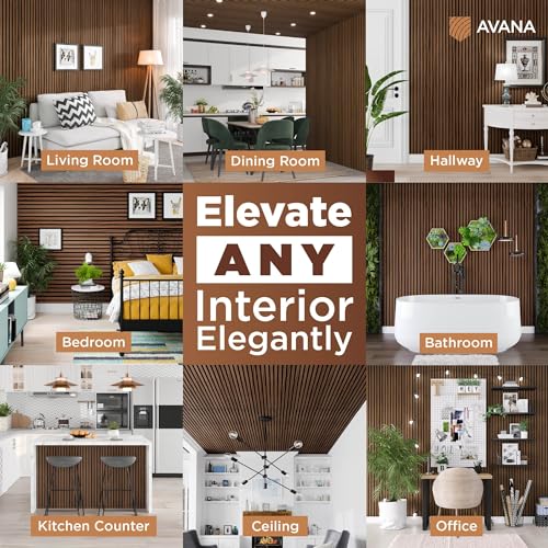 Acoustic Wood Wall Panels (Rustic Walnut / 94X11 (1 PC))